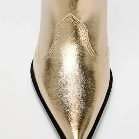 ZARA NWT METALLIC HEELED BOOTS - Picture 5 of 8